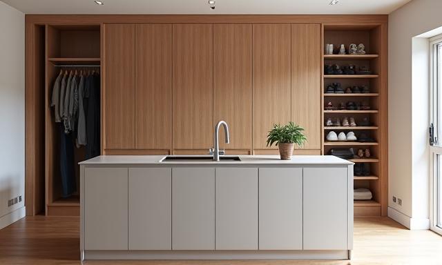 Maßgefertigte Einbauküche oder Kleiderschrank aus hochwertigem Holz