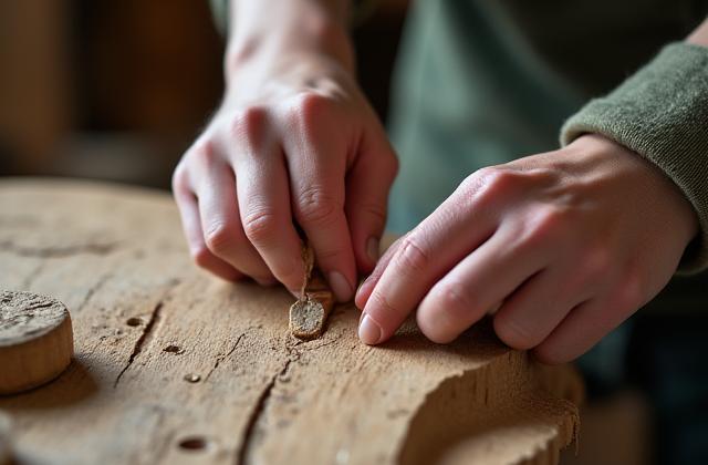 Meisterhafte Holzschnitzerei, die traditionelles Handwerk mit modernen Designelementen verbindet.